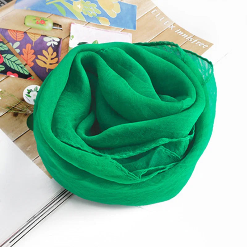Korean Solid Color Chiffon Square Silk Scarf  70x70CM Summer Sunscreen Thin Transparent Gauze Neck Protection Woman's Shawl P71
