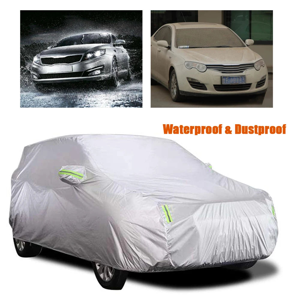 Car Cover Full Covers with Reflective Strip Dustproof UV Scratch-Resistant Sunscreen Protection for 4X4/SUV Business Car