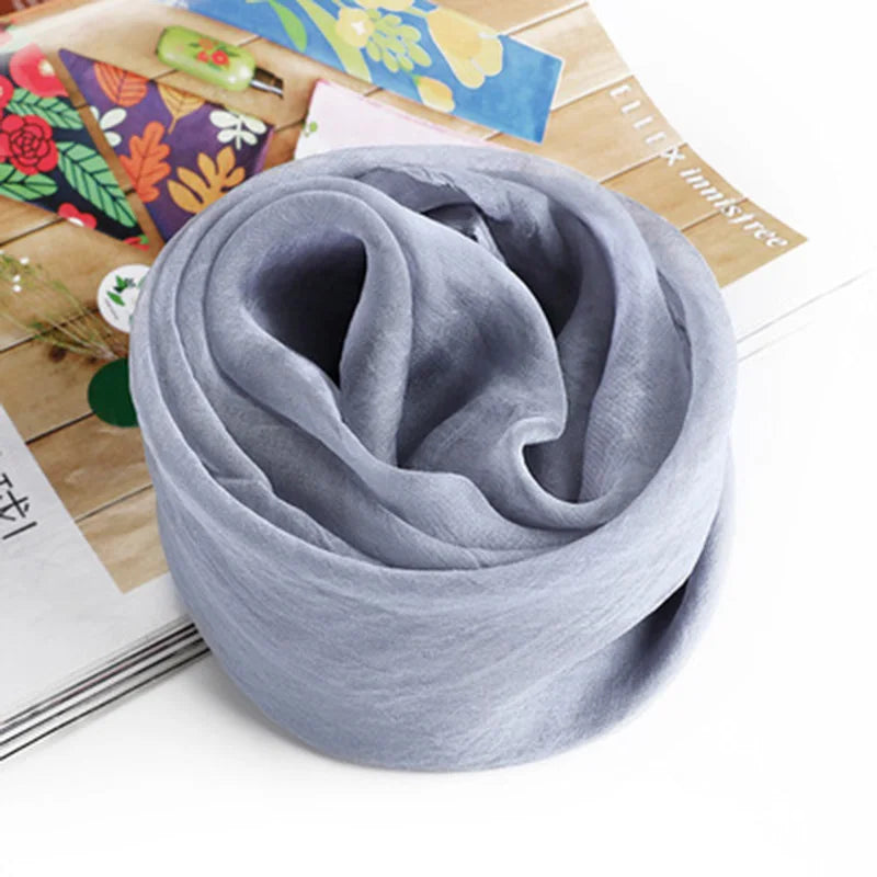 Korean Solid Color Chiffon Square Silk Scarf  70x70CM Summer Sunscreen Thin Transparent Gauze Neck Protection Woman's Shawl P71
