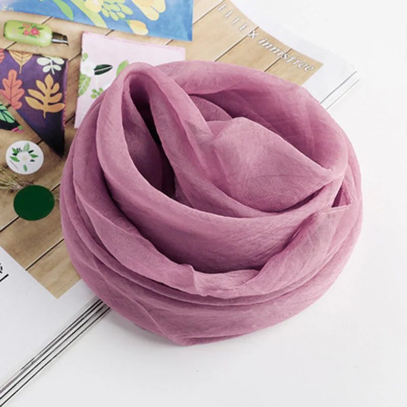 Korean Solid Color Chiffon Square Silk Scarf  70x70CM Summer Sunscreen Thin Transparent Gauze Neck Protection Woman's Shawl P71