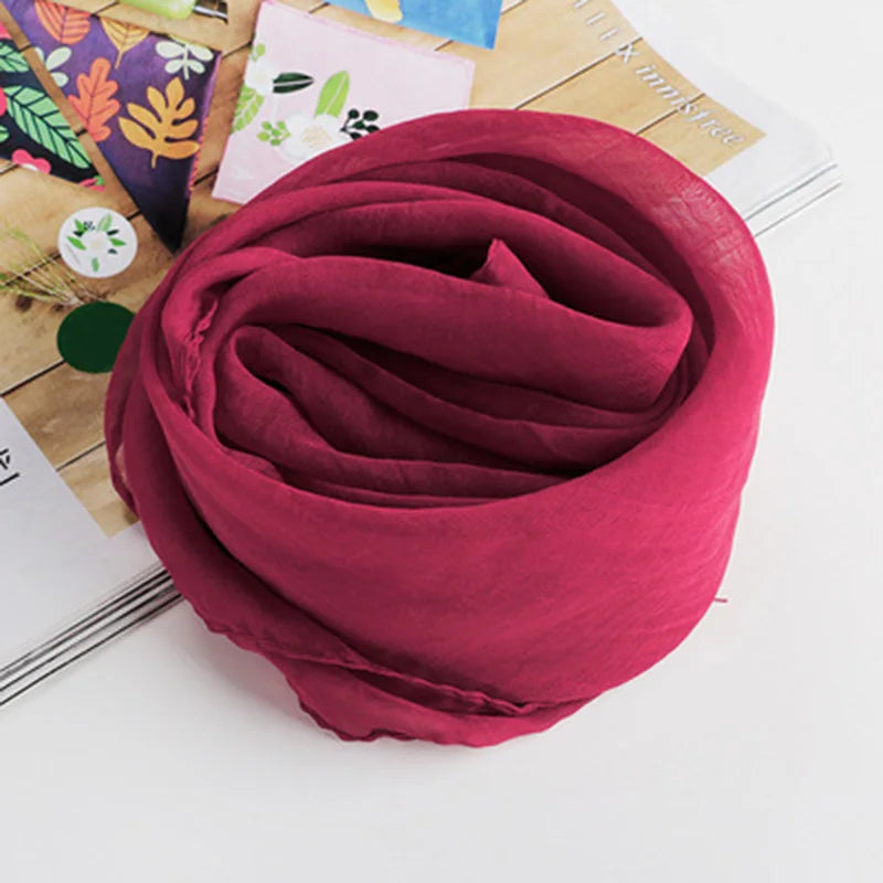 Korean Solid Color Chiffon Square Silk Scarf  70x70CM Summer Sunscreen Thin Transparent Gauze Neck Protection Woman's Shawl P71