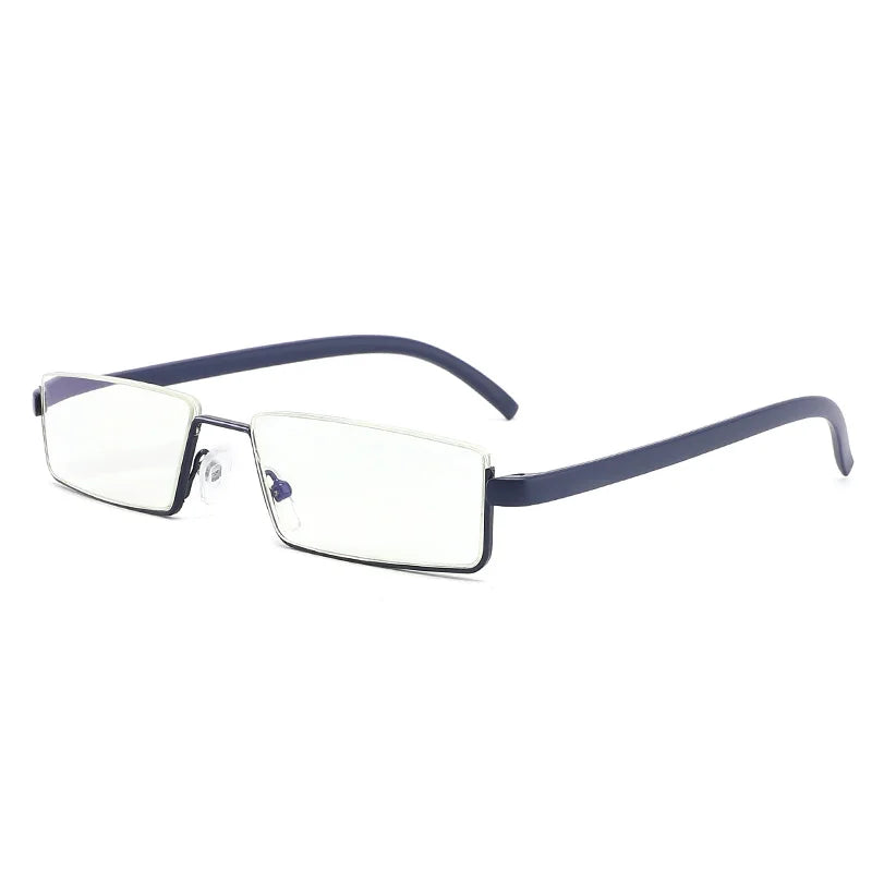 GLAUSA Reading Glasses TR90 Stainless Steel Half Frame Anti-Reflective Unisex Women Men Optical Mirror Presbyopia Eyewear Case