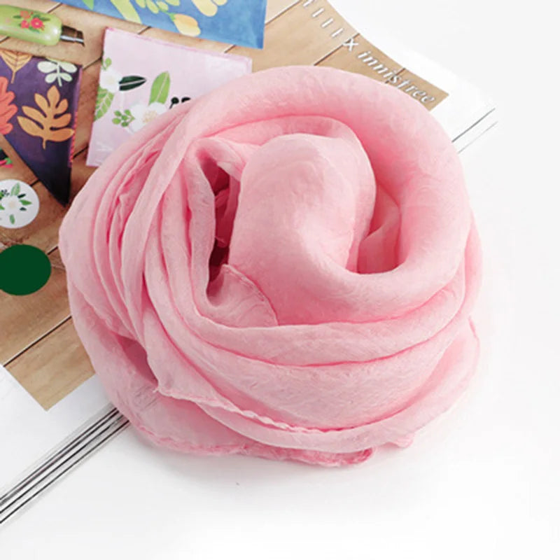 Korean Solid Color Chiffon Square Silk Scarf  70x70CM Summer Sunscreen Thin Transparent Gauze Neck Protection Woman's Shawl P71