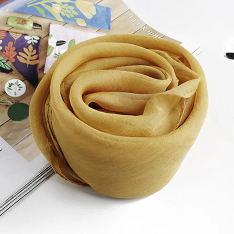 Korean Solid Color Chiffon Square Silk Scarf  70x70CM Summer Sunscreen Thin Transparent Gauze Neck Protection Woman's Shawl P71
