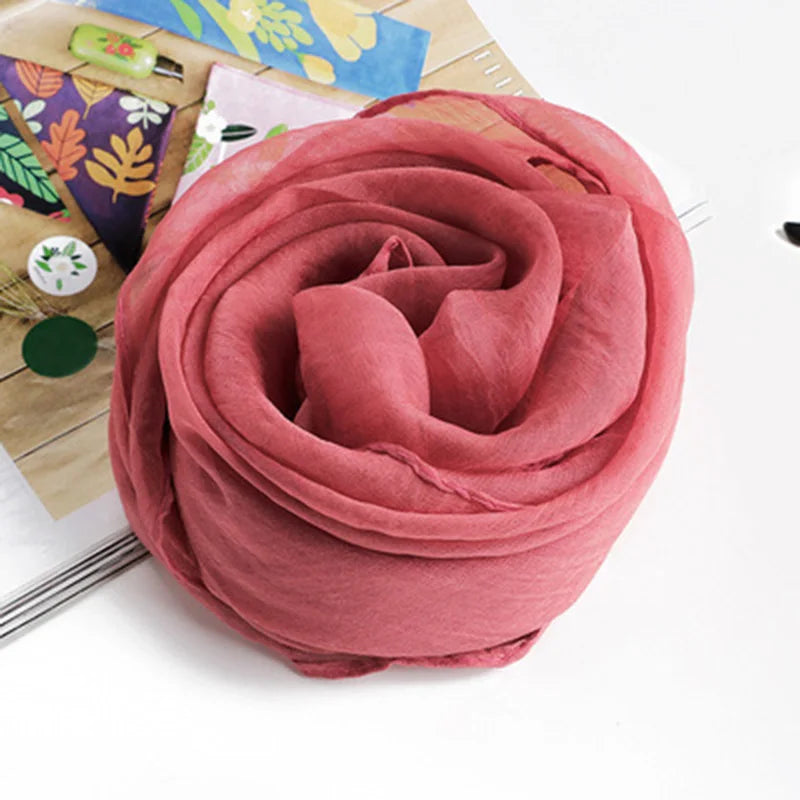 Korean Solid Color Chiffon Square Silk Scarf  70x70CM Summer Sunscreen Thin Transparent Gauze Neck Protection Woman's Shawl P71
