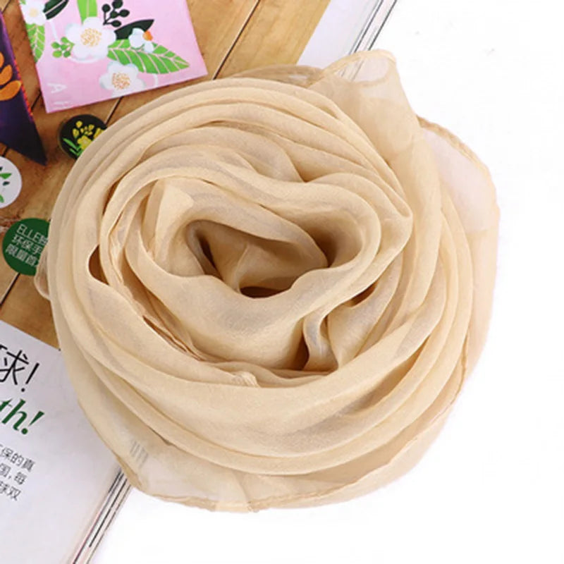 Korean Solid Color Chiffon Square Silk Scarf  70x70CM Summer Sunscreen Thin Transparent Gauze Neck Protection Woman's Shawl P71