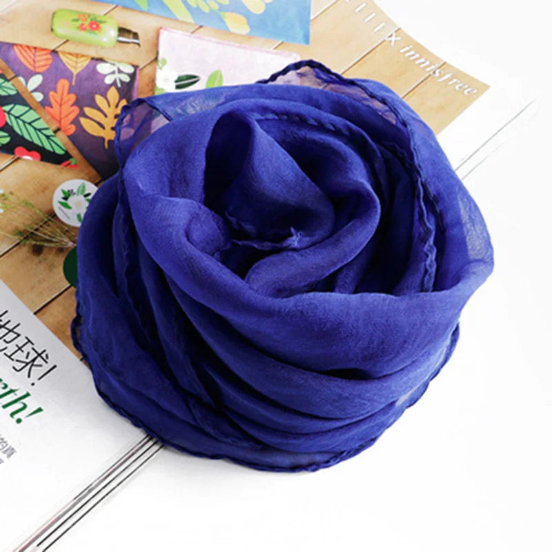 Korean Solid Color Chiffon Square Silk Scarf  70x70CM Summer Sunscreen Thin Transparent Gauze Neck Protection Woman's Shawl P71