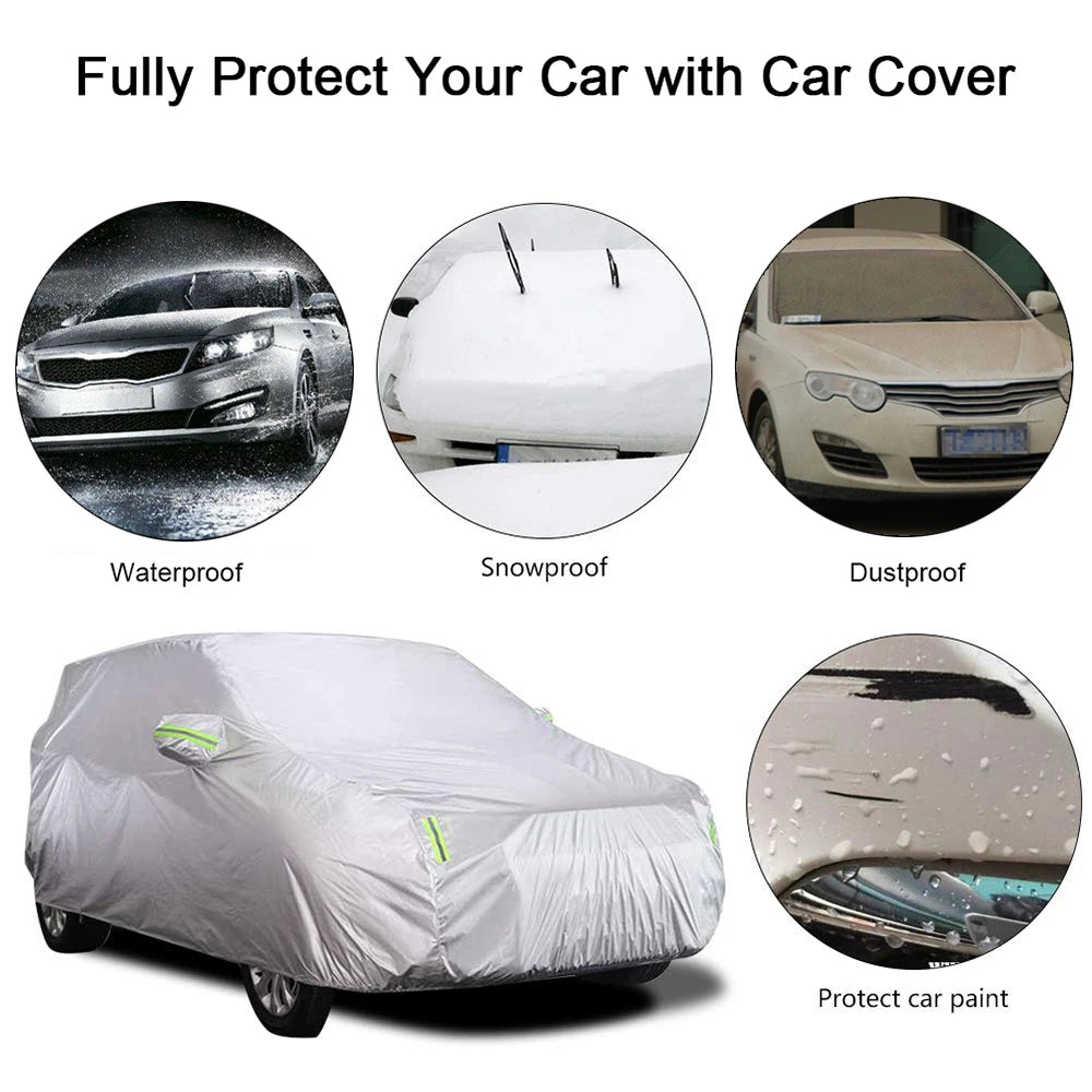 Car Cover Full Covers with Reflective Strip Dustproof UV Scratch-Resistant Sunscreen Protection for 4X4/SUV Business Car