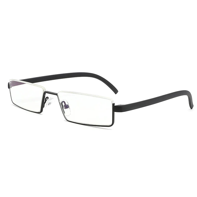 GLAUSA Reading Glasses TR90 Stainless Steel Half Frame Anti-Reflective Unisex Women Men Optical Mirror Presbyopia Eyewear Case