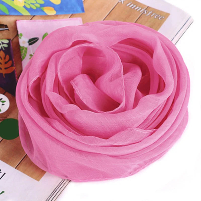 Korean Solid Color Chiffon Square Silk Scarf  70x70CM Summer Sunscreen Thin Transparent Gauze Neck Protection Woman's Shawl P71