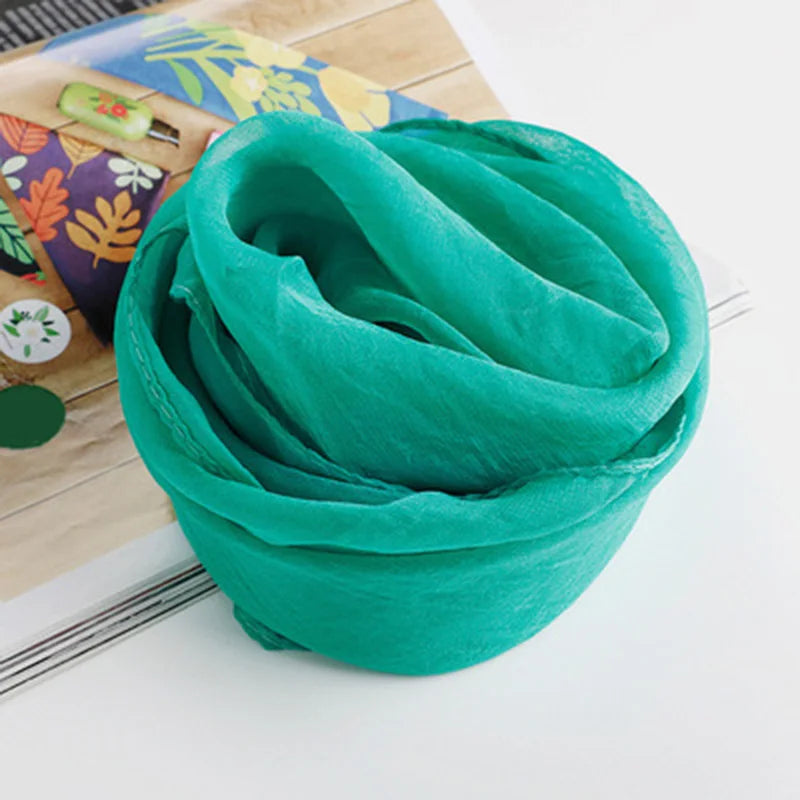 Korean Solid Color Chiffon Square Silk Scarf  70x70CM Summer Sunscreen Thin Transparent Gauze Neck Protection Woman's Shawl P71