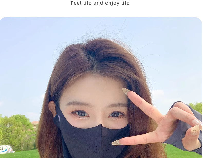 Sunscreen mask women's summer riding anti-ultraviolet sunshade breathable driving neck neck protection 3D ice silk mask