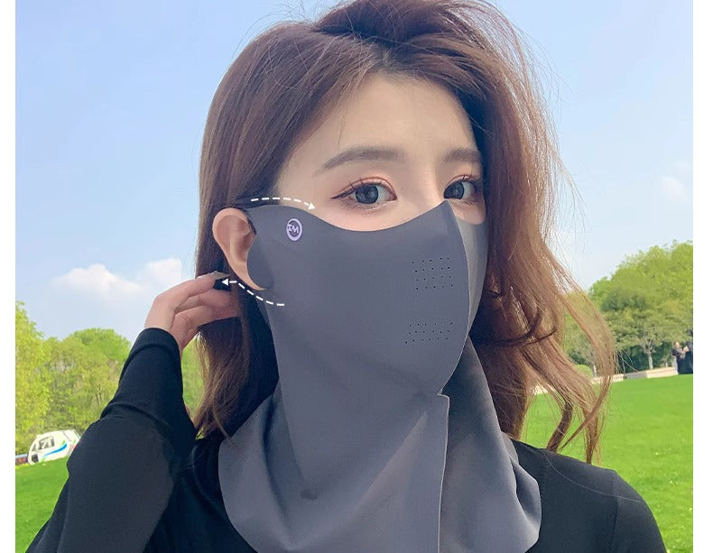 Sunscreen mask women's summer riding anti-ultraviolet sunshade breathable driving neck neck protection 3D ice silk mask