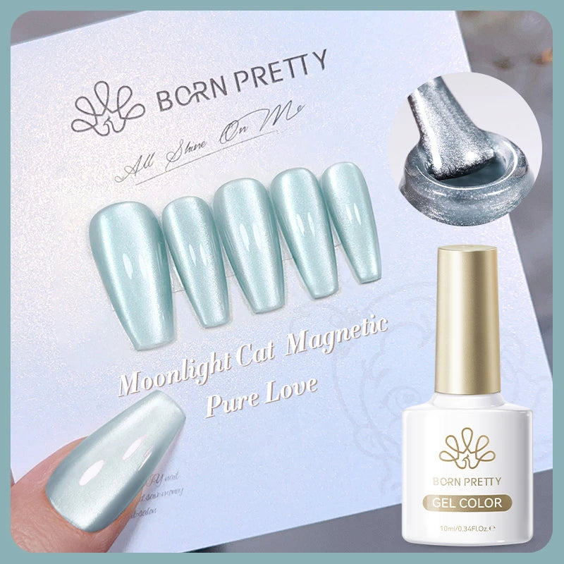 BORN PRETTY 10ml Silver Water Light Cat Magnetic Gel Nail Polish Nail Supplies Vernis Semi Permanent Gel for Fall Winter Nails