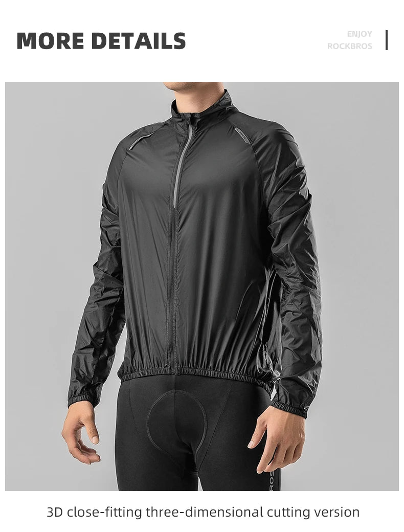 ROCKBROS Summer Cycling Jacket Lightweight Portable Coat Quick Dry Breathable Sunscreen Jacket Outdoor Sports Cycling Clothing