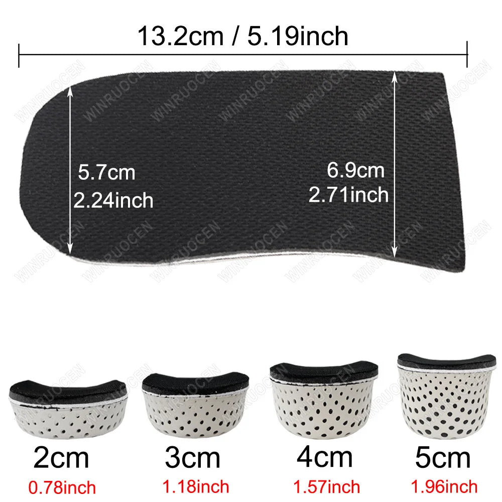 1/2 Pairs 2/3/4/5cm Height Increase Insoles Unisex Memory Foam Heel Lifts Breathable Sweat Absorbent Elevator Shoe Pads insoles
