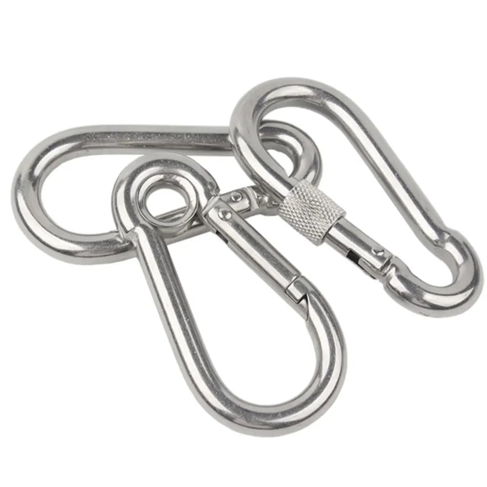 1/2/5Pcs M4 M5 M6 M8 M10 304 Stainless Steel Spring Snap Carabiner Quick Link Lock Ring Hook Snap Shackle Chain Fastener Hook