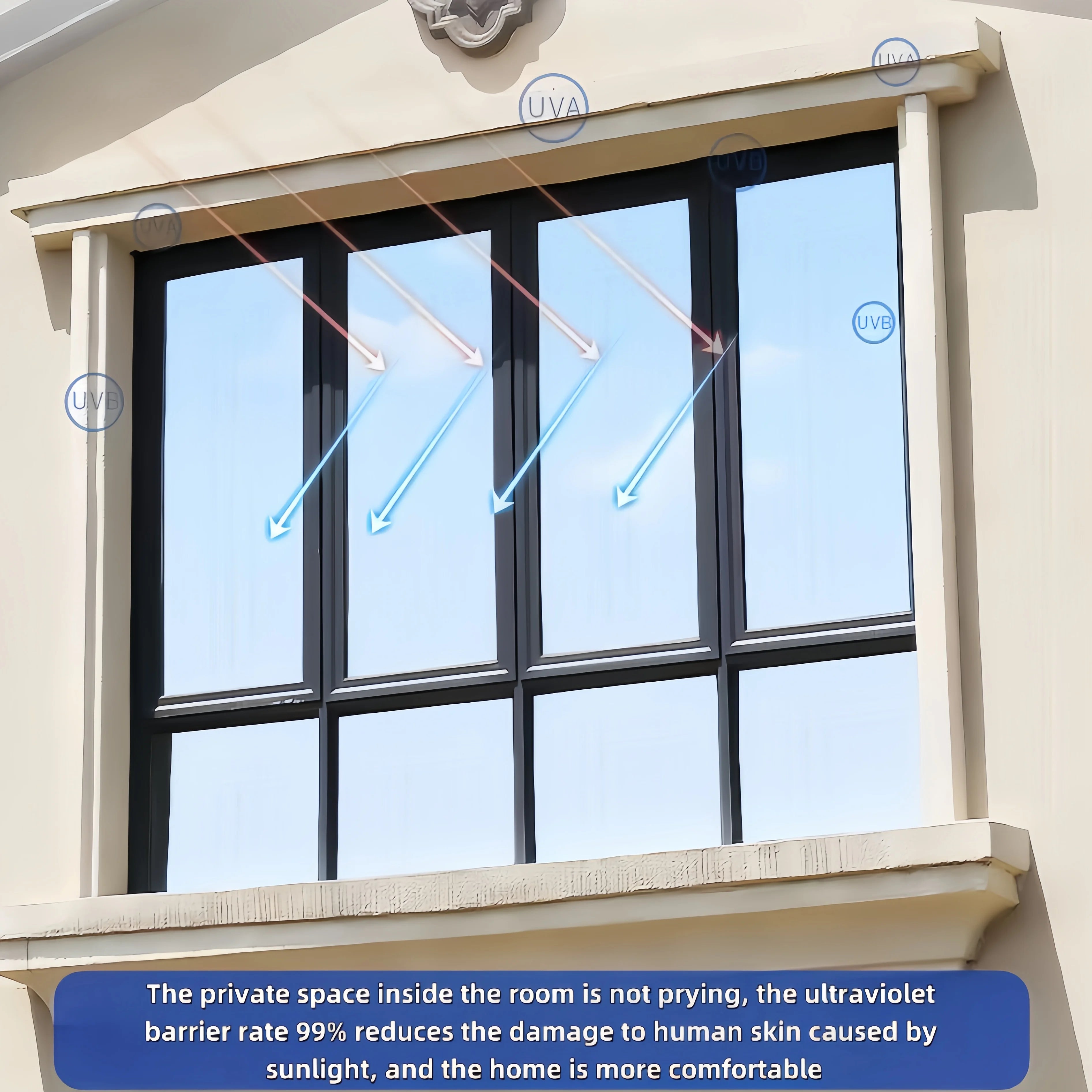 Silver Sun Protection and Heat Insulation Film Glass Sticker, Anti-Peeping, Anti-Light Leakage, Blackout Balcony Sunshade, One-Way Perspective Privacy Window Film
