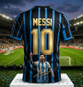 Messi #10 Argentina Football Jersey Blue White Striped 3D Print Shirt Men Women Soccer World Cup Fan Short Sleeve Tops