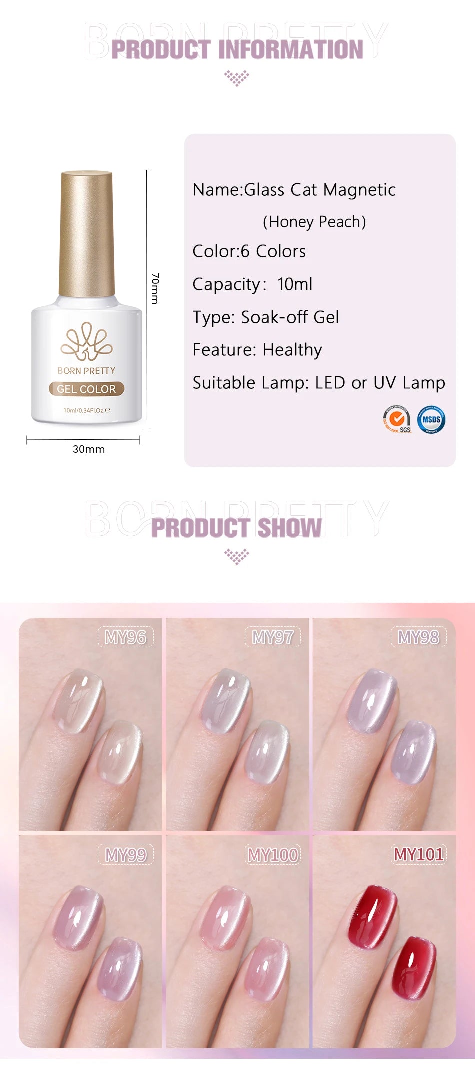 BORN PRETTY 10ml Silver Water Light Cat Magnetic Gel Nail Polish Nail Supplies Vernis Semi Permanent Gel for Fall Winter Nails