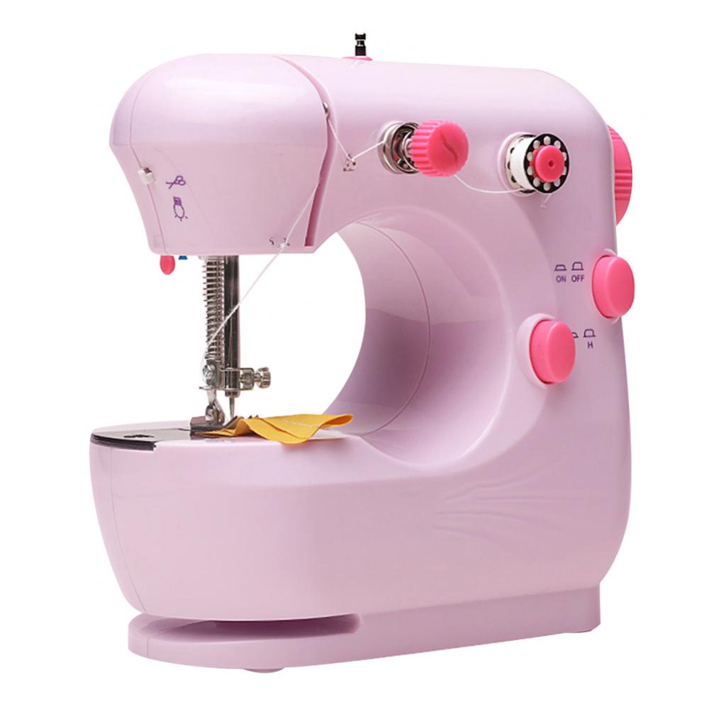 Mini Sewing Machines Portable Electric Household Stitching Sew Fabric Pedal Mini Foot Hand Table Model Sewing Electric Machine