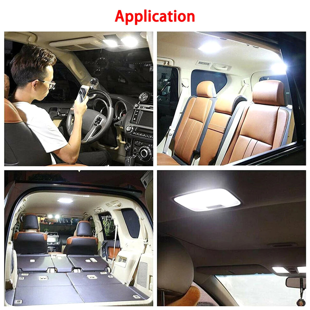 Car Interior Roof Lights 12V 36 LED Bulbs White Vehicle Ceiling LED Lighting Lamp Car Dome Reading Light with On/Off Switch
