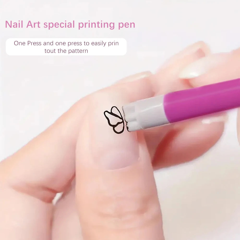 4/6/10/20Pcs Nail Art Stamp Pen Set Flower Butterfly Graffiti Nails Stamping Manicure Painting Drawing Templates Dotting Tools *