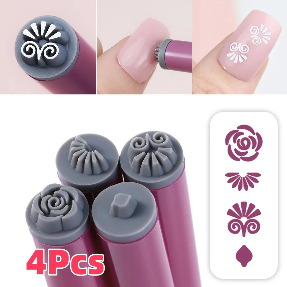 4/6/10/20Pcs Nail Art Stamp Pen Set Flower Butterfly Graffiti Nails Stamping Manicure Painting Drawing Templates Dotting Tools *