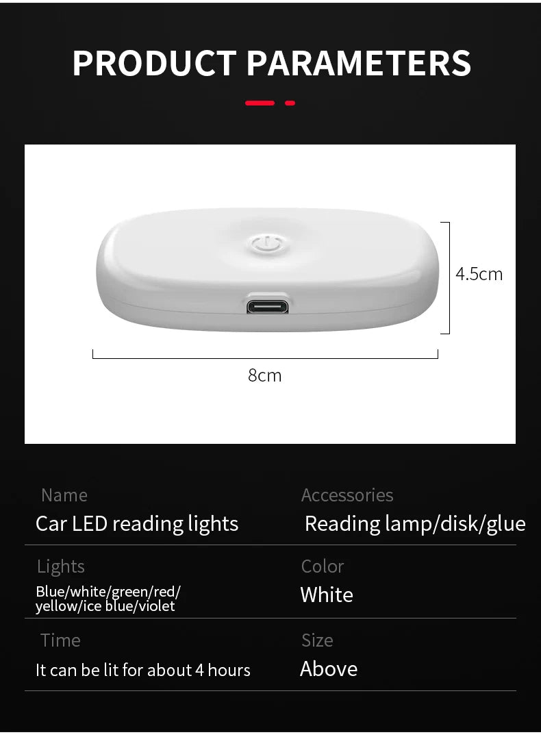 Car LED reading light Interior light Trunk light Car mounted ceiling Indoor and rear interior touch lighting