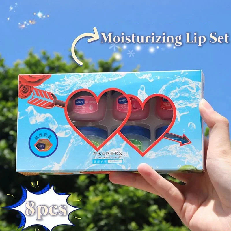 8 Pieces Set Lip Balm Moisturizing Lip Mask Repairing Lips For Men And Women Fade Lip Lines Sleep Labial Membrane Korea Skincare