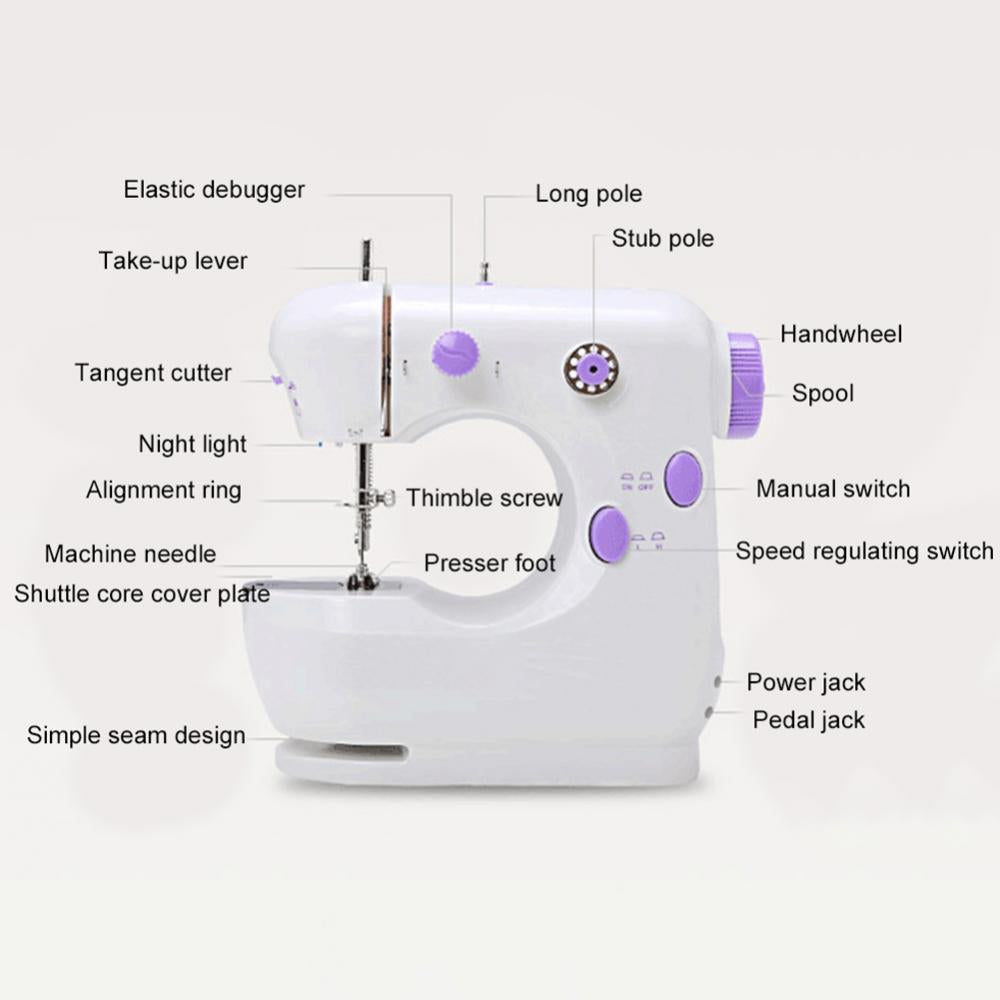Mini Sewing Machines Portable Electric Household Stitching Sew Fabric Pedal Mini Foot Hand Table Model Sewing Electric Machine