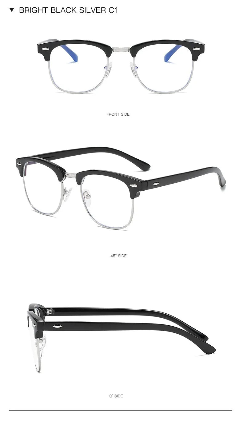 1pcs Men Retro Anti Blue Light Computer Glasses Reading And Gaming Glasses