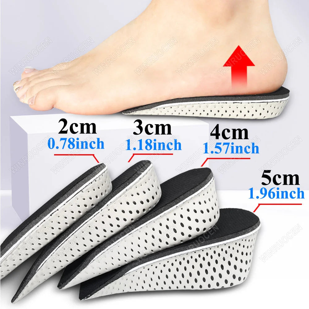 1/2 Pairs 2/3/4/5cm Height Increase Insoles Unisex Memory Foam Heel Lifts Breathable Sweat Absorbent Elevator Shoe Pads insoles
