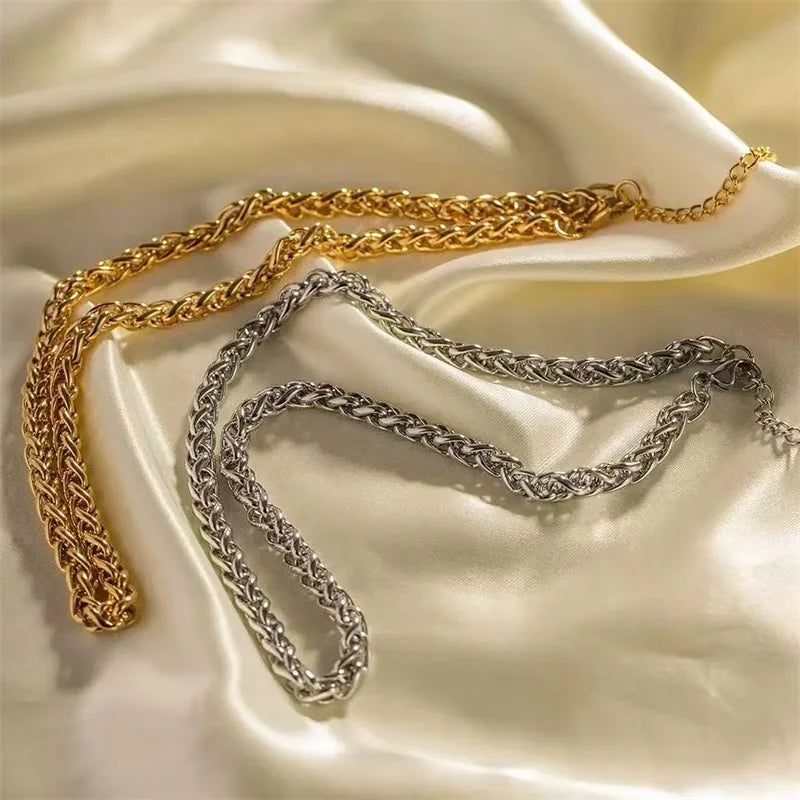 EILIECK 316L Stainless Steel Fashion Snake Pattern Chain Necklace For Women Daily Wear Trendy Neck Chain Waterproof Jewelry Gift