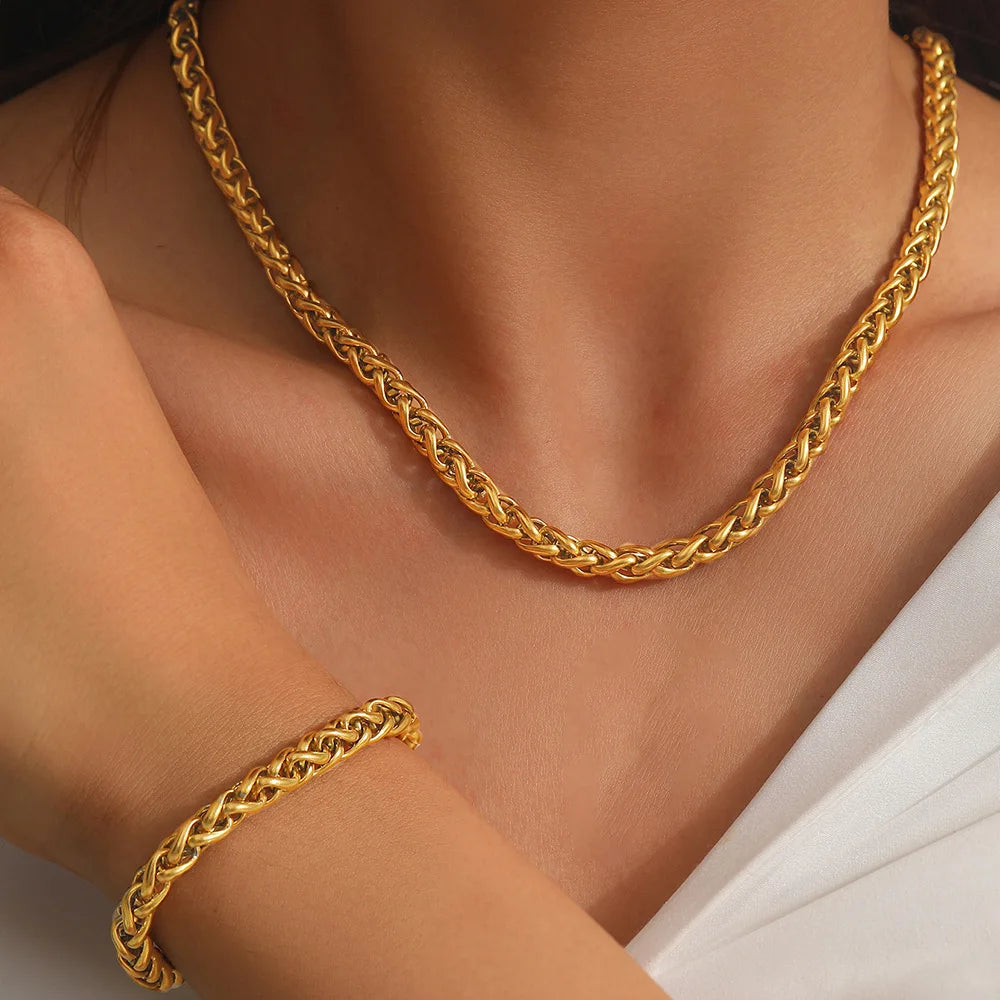 EILIECK 316L Stainless Steel Fashion Snake Pattern Chain Necklace For Women Daily Wear Trendy Neck Chain Waterproof Jewelry Gift