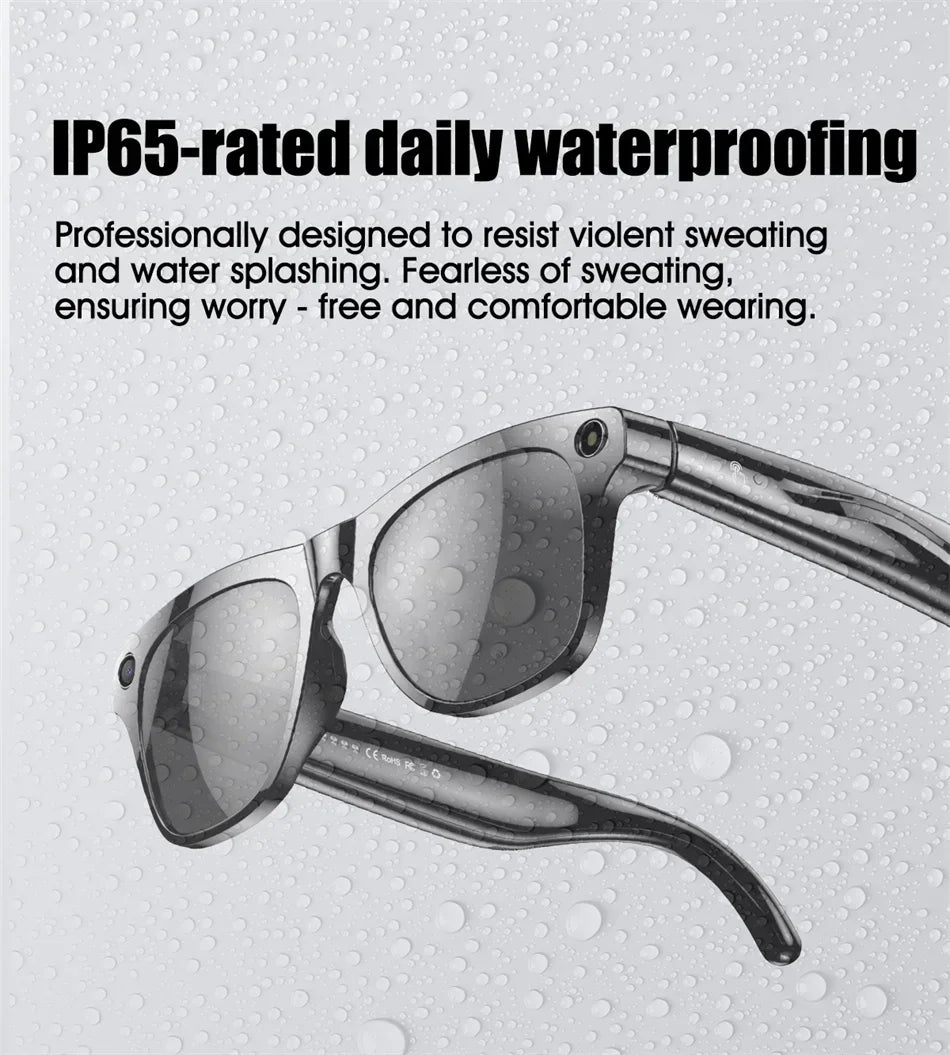 Lenovo AI Smart Glasses With 8K 1200mp Camera Chat Gpt Touch Sport Sunglasses Music Player Bluetooth Calling Voice Assistant