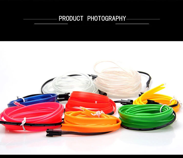 LED Car Ambient Lamp Car Interior Decoration Light Cold Light Strips  Waterproof Dashboard Console Lamp1/2/3/4/5M 12V Universal
