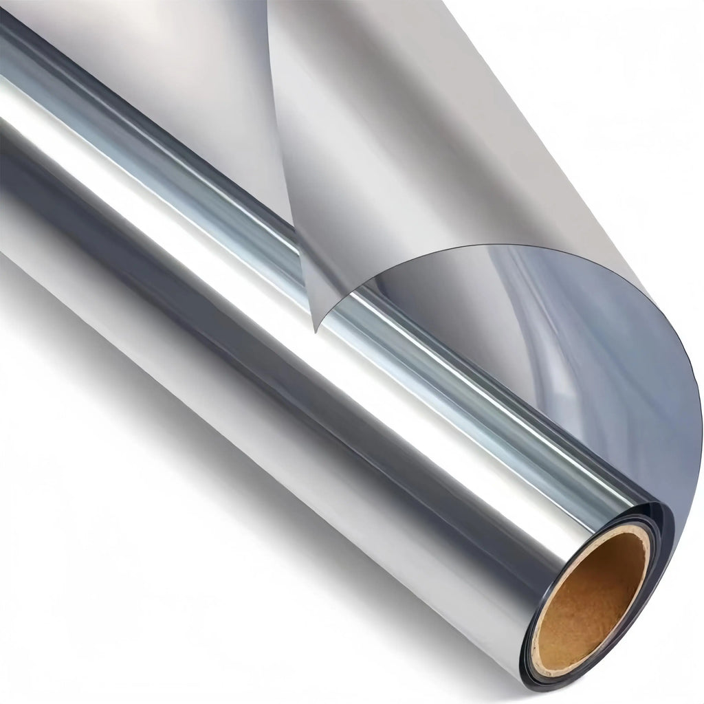 Silver Sun Protection and Heat Insulation Film Glass Sticker, Anti-Peeping, Anti-Light Leakage, Blackout Balcony Sunshade, One-Way Perspective Privacy Window Film