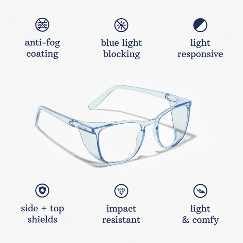 Safety Glasses Anti Fog Goggles Protective Glasses Side Shields Anti Blue Light protection Eye Glasses for Men Women Reading Gla