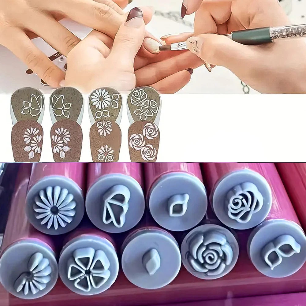 4/6/10/20Pcs Nail Art Stamp Pen Set Flower Butterfly Graffiti Nails Stamping Manicure Painting Drawing Templates Dotting Tools *