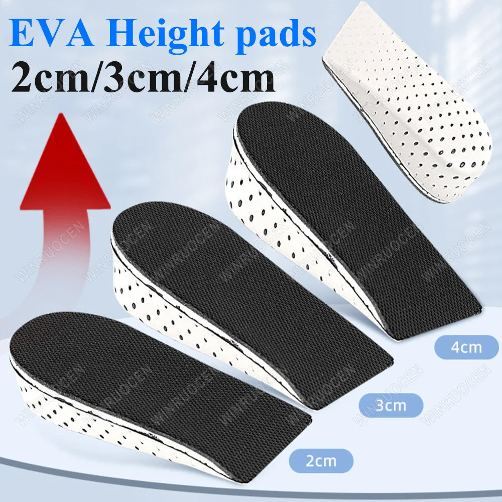 1/2 Pairs 2/3/4/5cm Height Increase Insoles Unisex Memory Foam Heel Lifts Breathable Sweat Absorbent Elevator Shoe Pads insoles