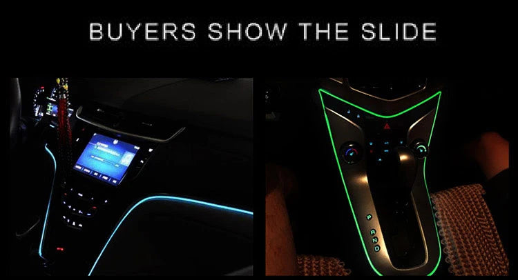 LED Car Ambient Lamp Car Interior Decoration Light Cold Light Strips  Waterproof Dashboard Console Lamp1/2/3/4/5M 12V Universal