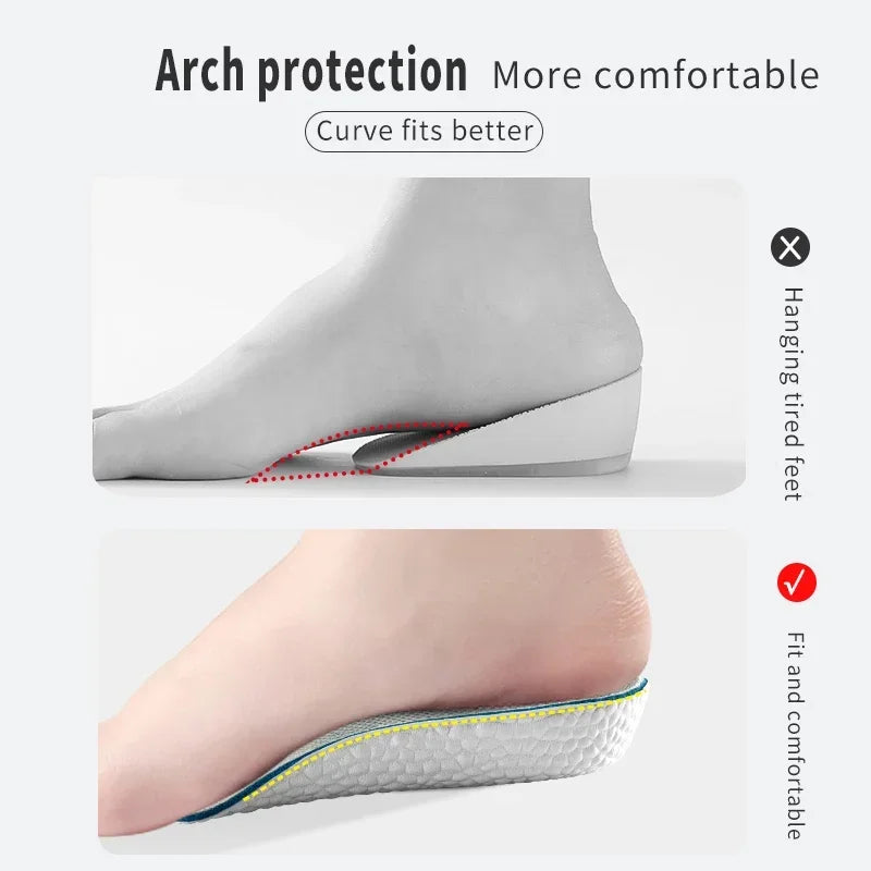 1/2pair 1.5/2.5/3.5 Cm Arch Support Height Increase Insole Elastic Lift Men'S And Women'S Insoles