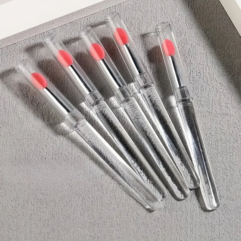 5 reusable silicone nail brushes with mirror effect - double head makeup&nail polish applicator