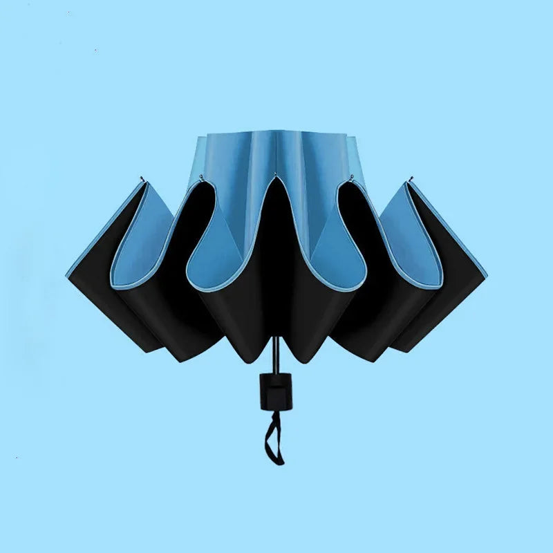 Umbrella 5-Fold Portable with Carabiner Lightweight Folding Sun-Rain Umbrella Small Size UPF 50UV Protection