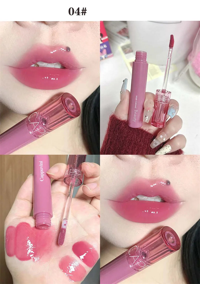 Clear Fruit Juice Lip Gloss Crystal Jelly Moisturizing Lips Oil Lasting No Sticky Sexy Lip Gloss Lipstick Makeups Lips Care