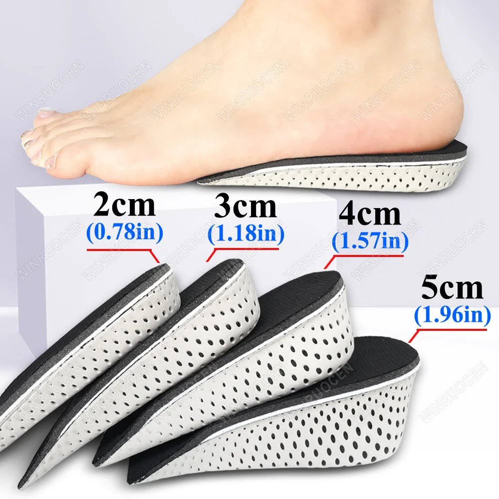1/2 Pairs 2/3/4/5cm Height Increase Insoles Unisex Memory Foam Heel Lifts Breathable Sweat Absorbent Elevator Shoe Pads insoles