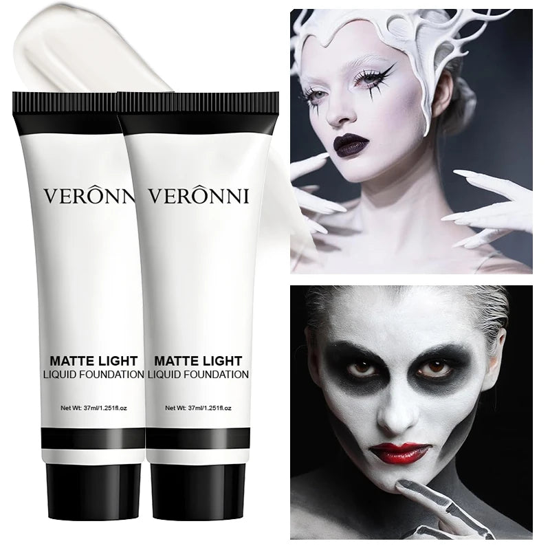 Professional White Face Foundation-Waterproof,Matte Finish,for Photography,Clown,Gothic Makeup,24H Wear,Natural Look Cosmetics