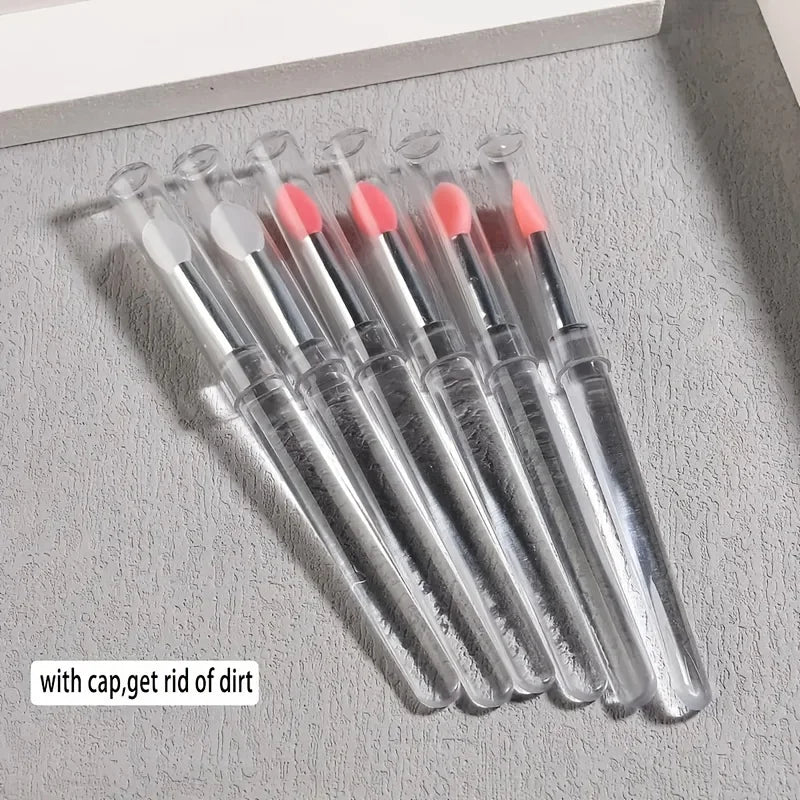 5 reusable silicone nail brushes with mirror effect - double head makeup&nail polish applicator