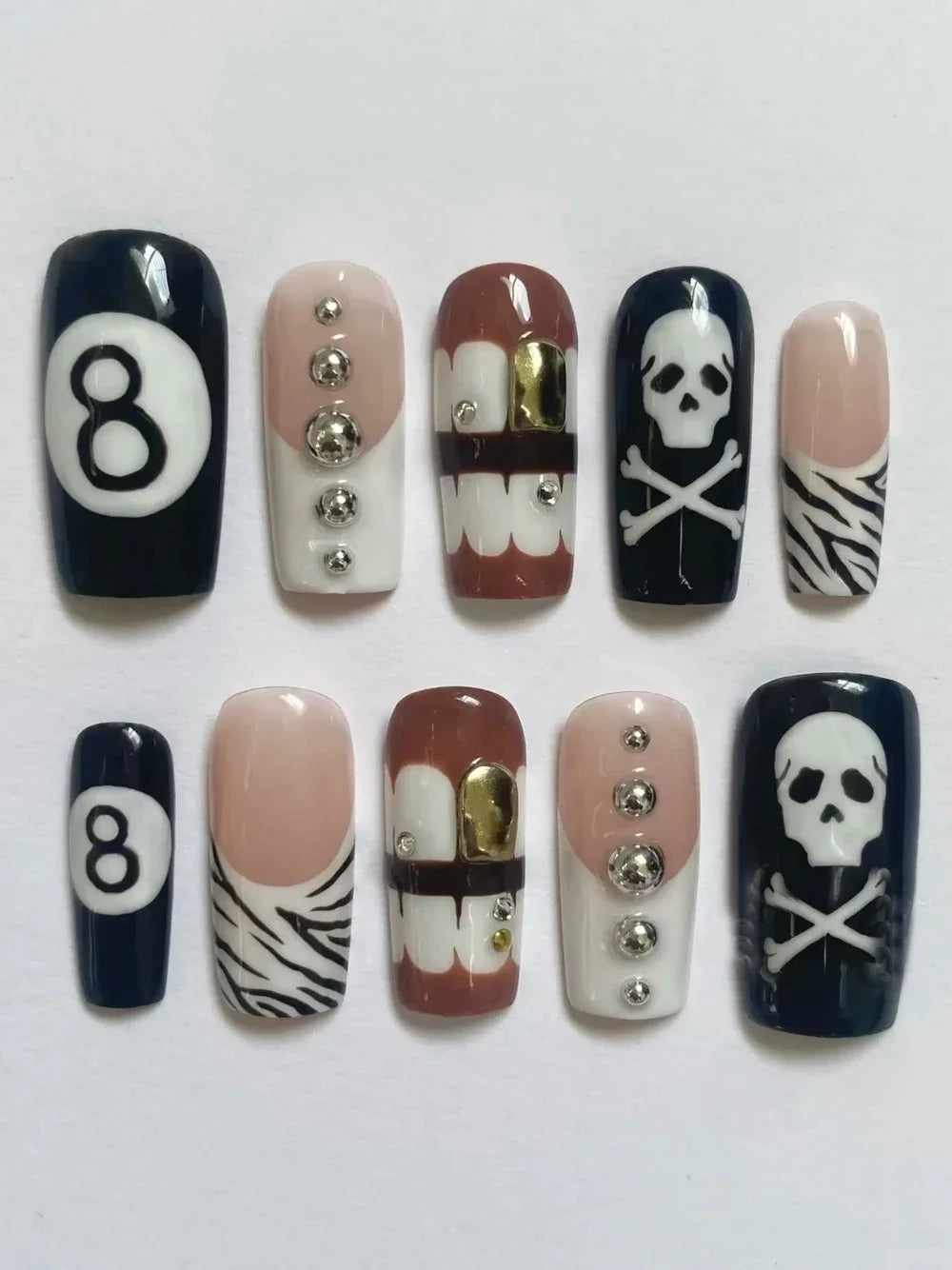 Y2K Spice Girls Handmade Note Polka Press On Nails Almonds Customized French Bow All Saints' Day False Nails Gift